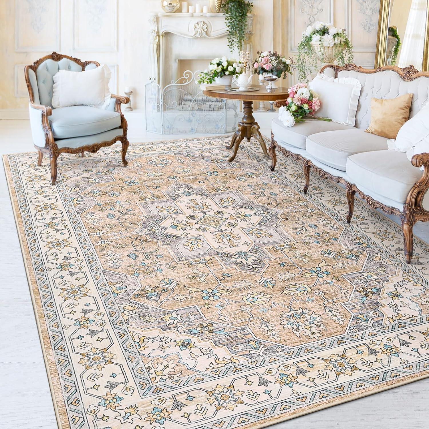 Nuloom Zara Medallion 4x6 Indoor Area Rug for Living Room Bedroom Dining Room Kitchen, Rust/Blue
