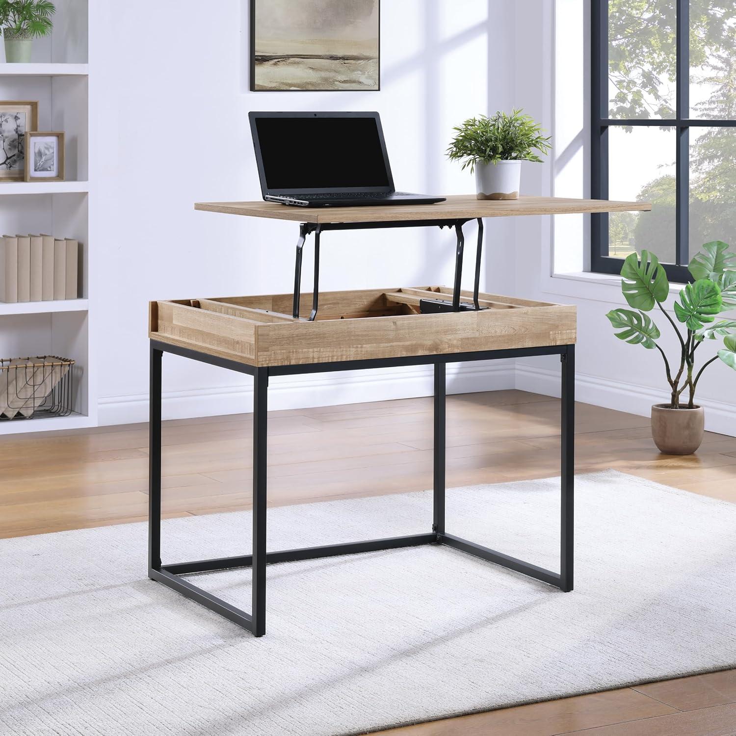 Sit and Stand Desk in Engineered Wood Brown Finish KD