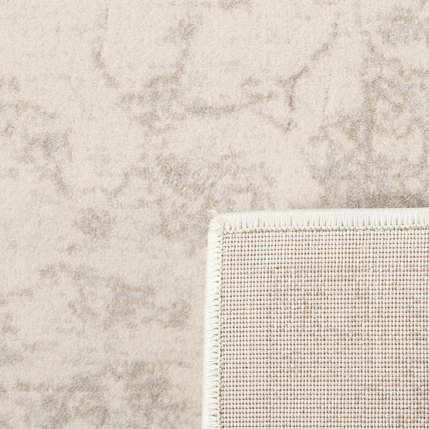 Hand-Knotted Cream & Light Grey Synthetic Runner Rug - 2'3" x 6'