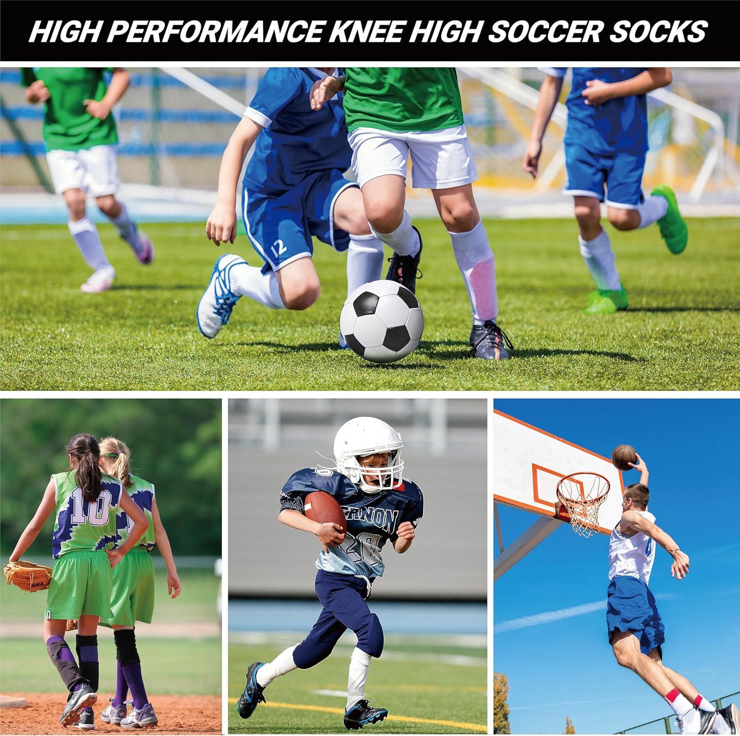 We Ball Sports Scrunch Football Socks, Extra Long Padded Sports Socks for Men & Boys (Red, L)