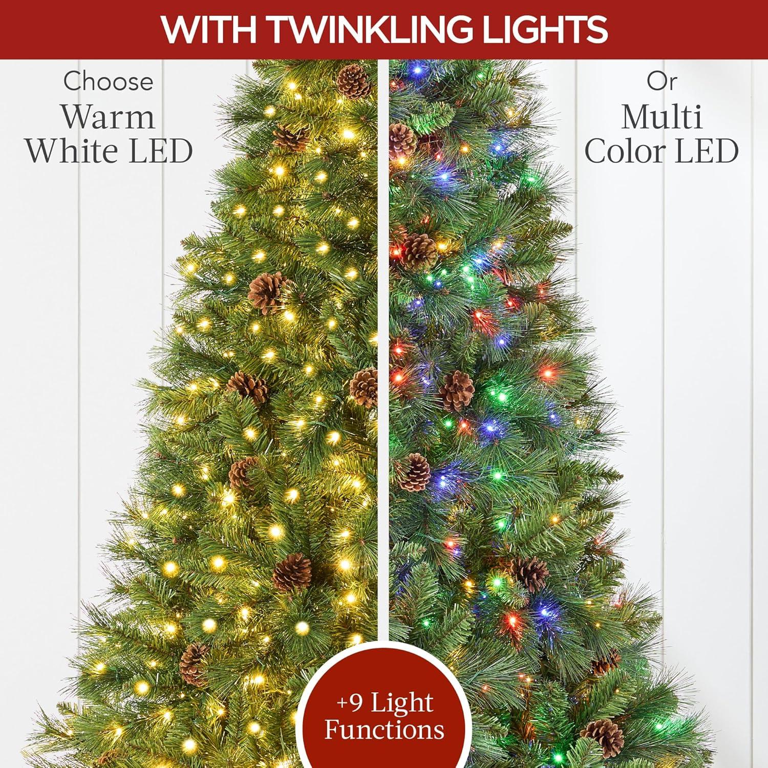 Best Choice Products Pre-Lit Scotch Pine Christmas Tree w/ 2-In-1 LED Lights