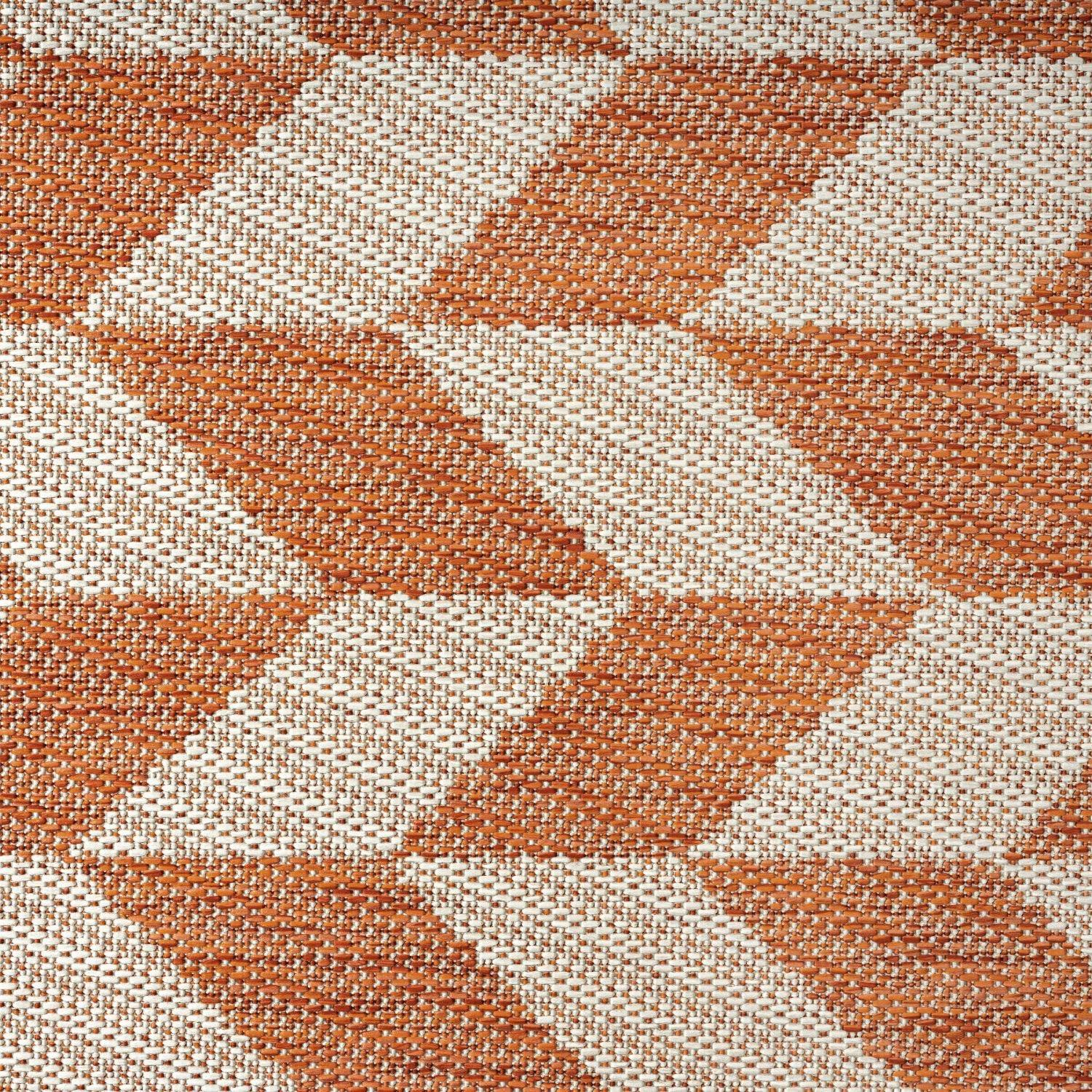 NICOLE MILLER NEW YORK Patio Country Calla Herringbone Indoor/Outdoor Area Rug, Orange/Ivory