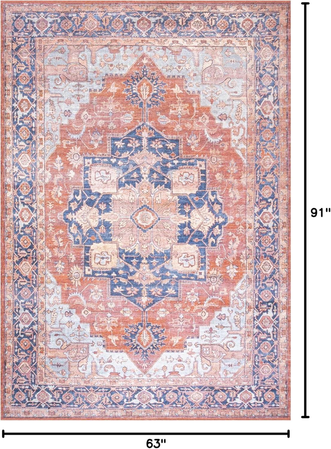 5' x 8' Maris Ornate Medallion Machine Washable Indoor/Outdoor Area Rug, Orange/Cream - JONATHAN Y