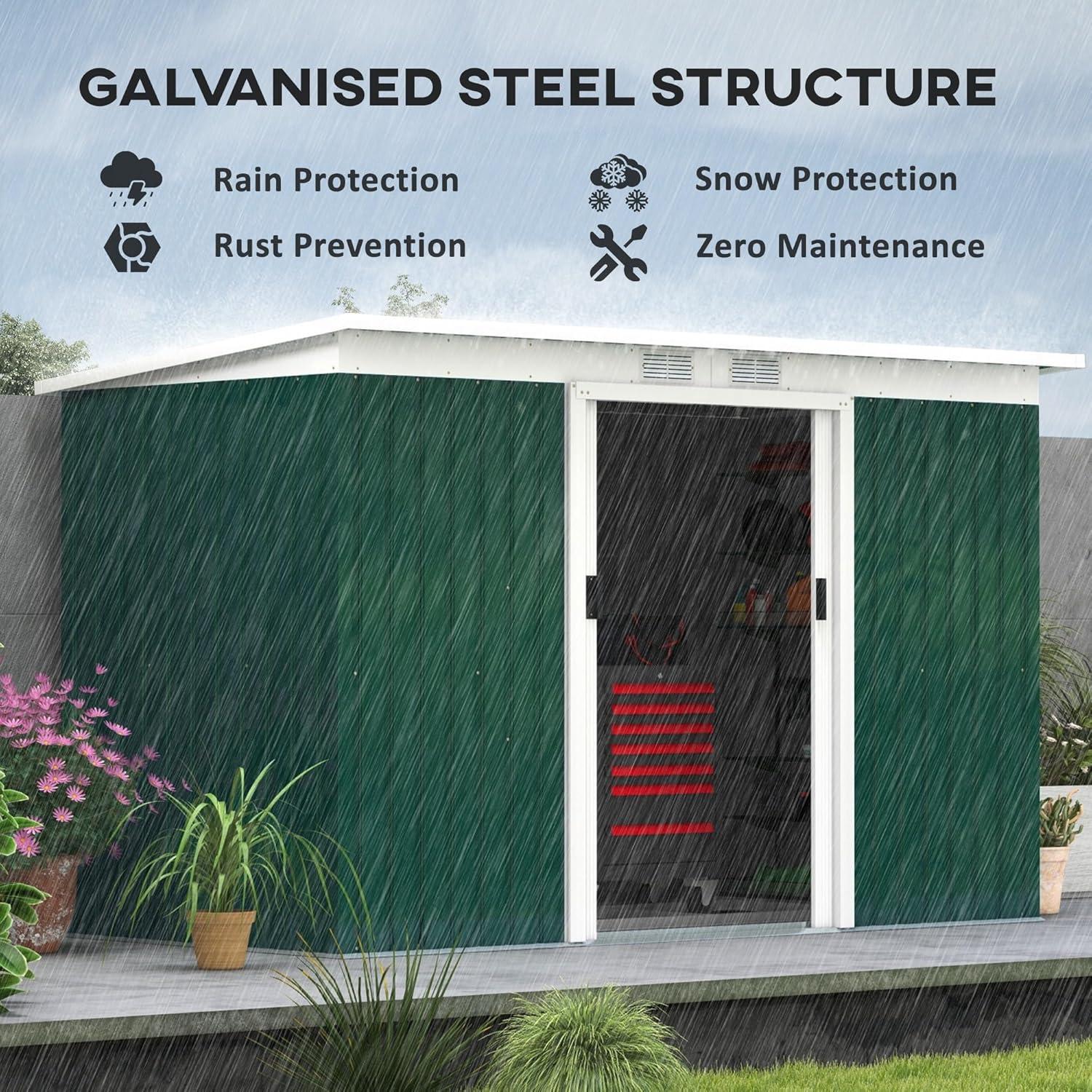 Outsunny Outdoor Lean-To Metal Storage Shed