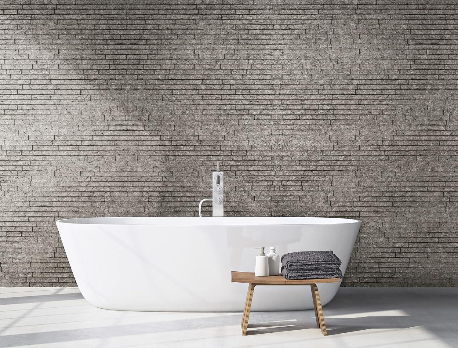 Innovera Decor by Palram Ledge Stone 24" x 24" PVC Wall Paneling in Portland Cement