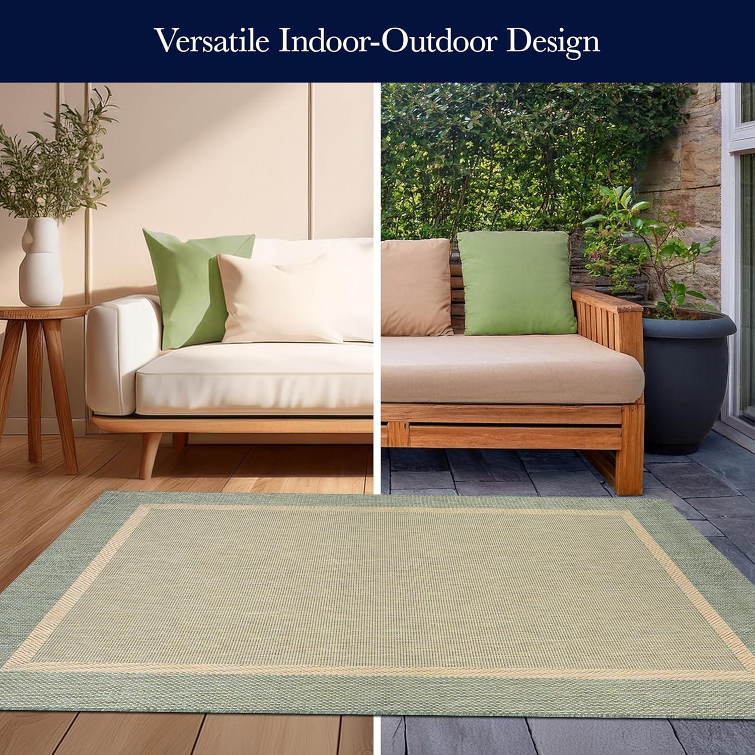 Couristan Recife Outdoor Area Rug - Stria Texture 2' X 3'7" Rectangle in Natural and Green Color, Hose Washable, Pet Friendly, Patio and Home Decor