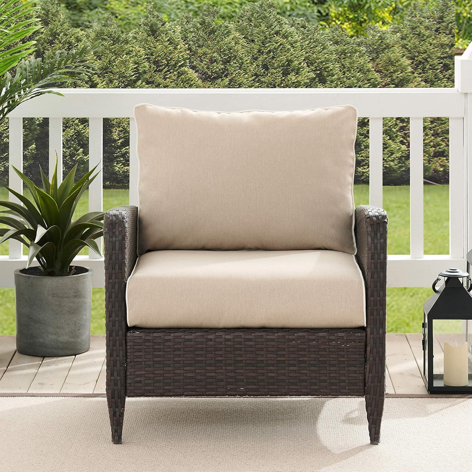 Kiawah Gray Woven Outdoor Accent Chair with Cushions