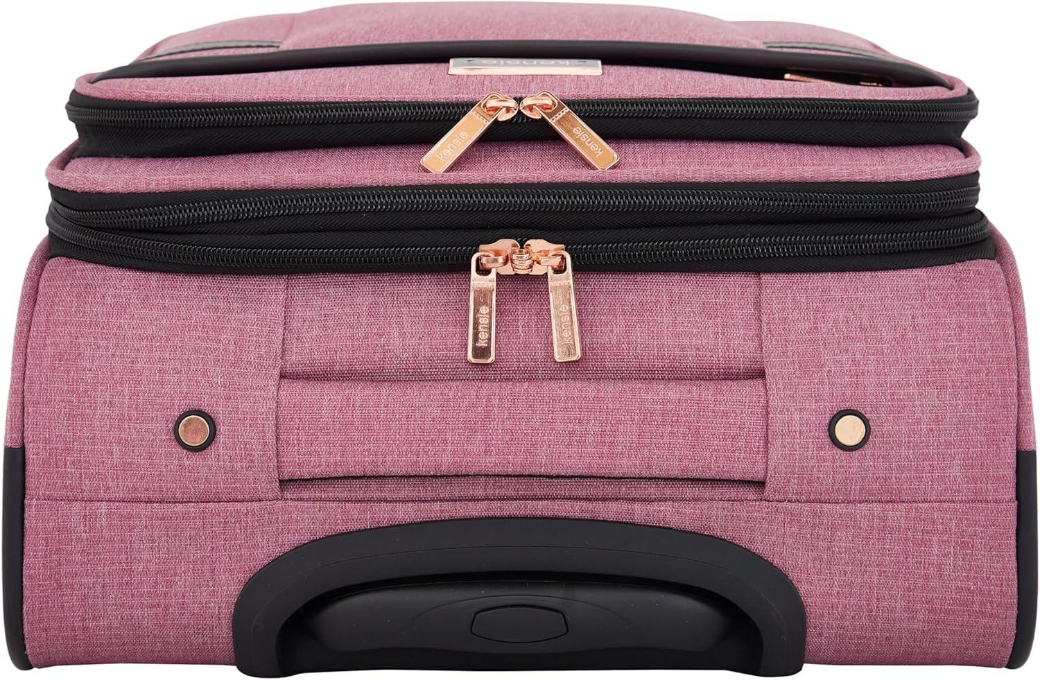kensie Hudson Softside Spinner Luggage, Mellow Mauve, 3-Piece Set (16/20/28)