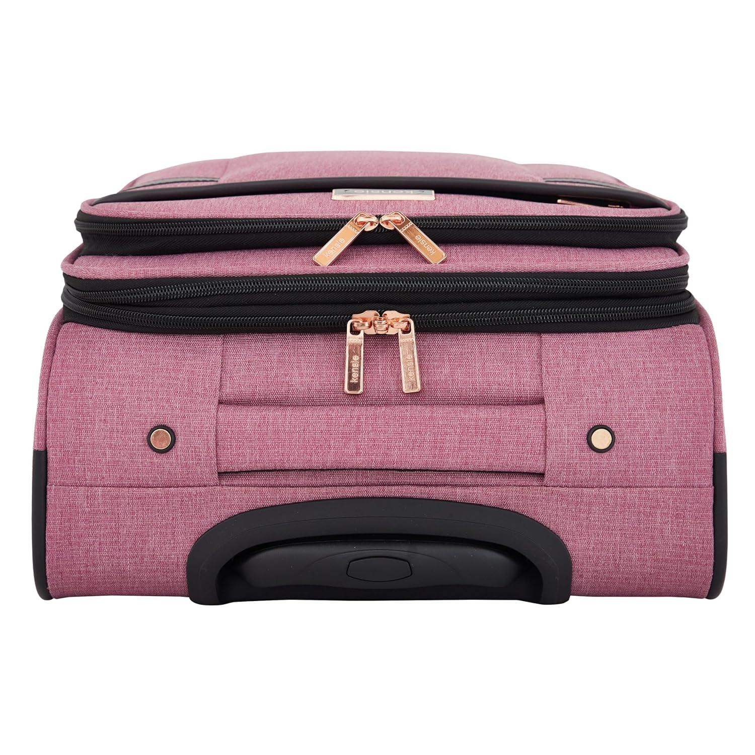 kensie Hudson Softside Spinner Luggage, Mellow Mauve, 3-Piece Set (16/20/28)