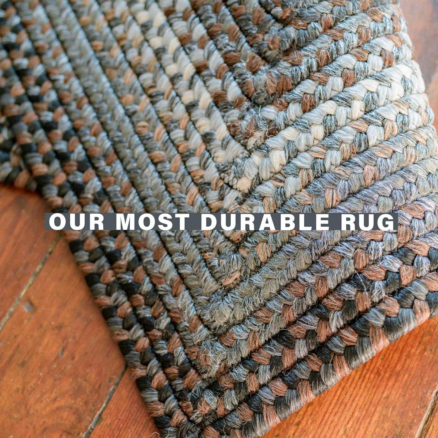 Homespice Midnight Moon Washable 8x10' Rug for Living Room, Bedroom Rug and Dining Room, Indoor-Outdoor Patio Rug Pet Friendly. Decor Style- Farmhouse Rug, Rustic, Country, Black Braided Rug