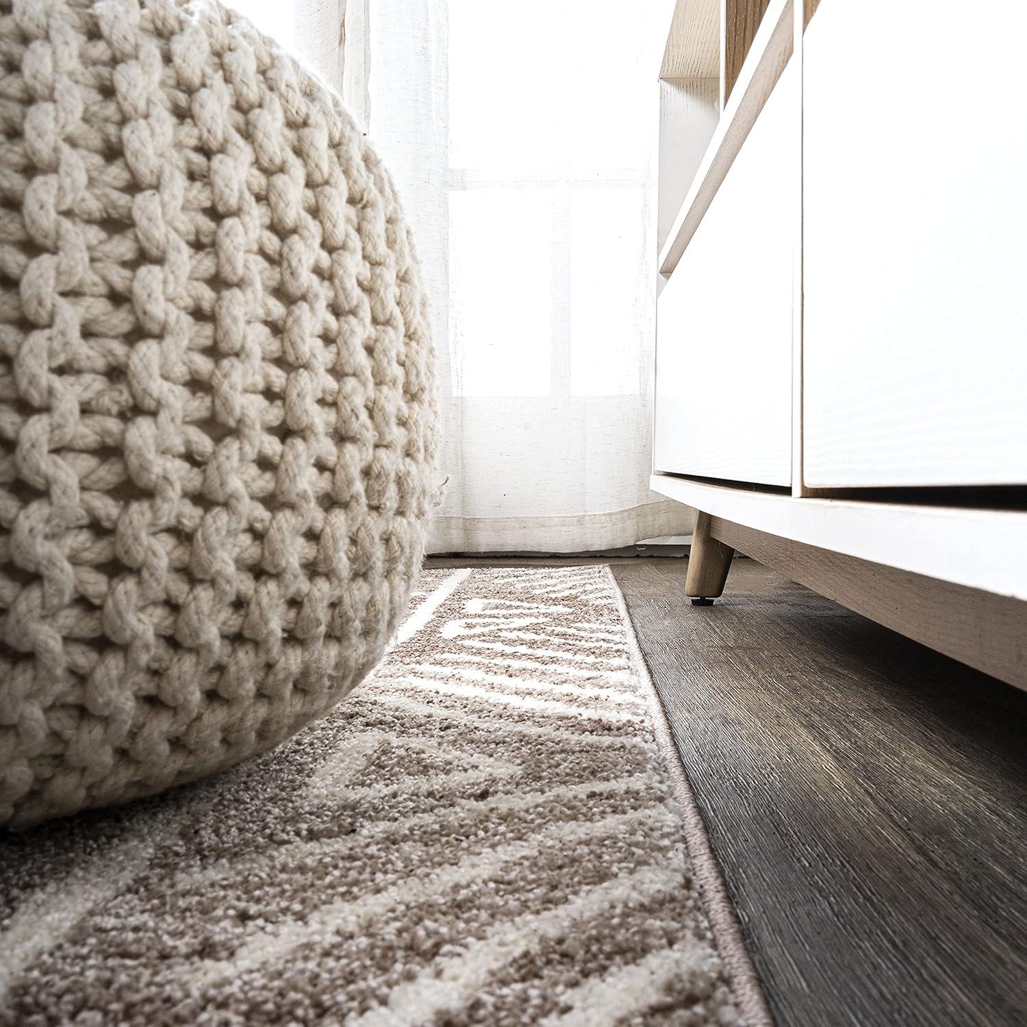 2'x 8' Amanar Geometric Runner Rug, Brown/Ivory - JONATHAN Y