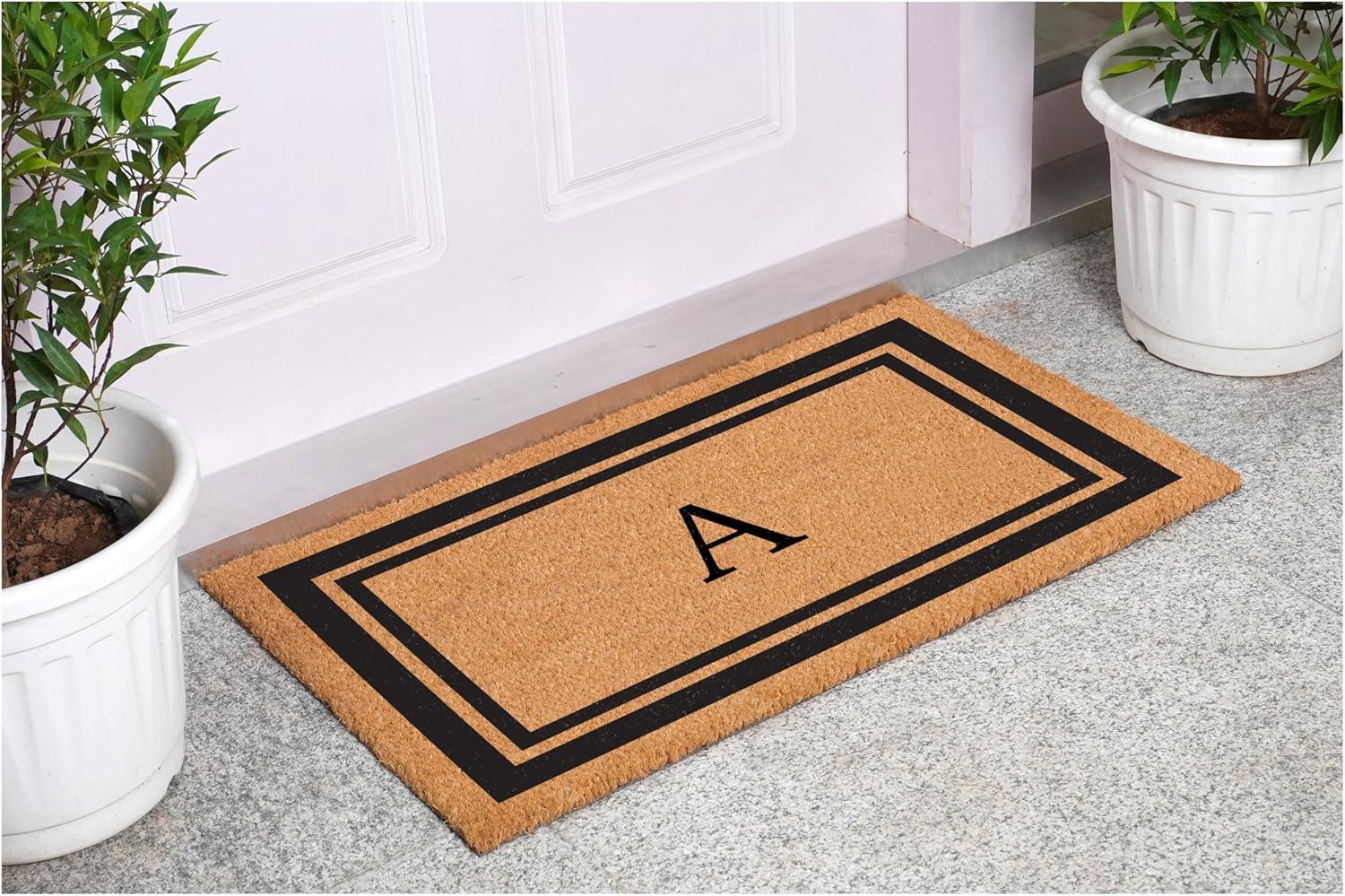 Calloway Mills Black Border 24" x 36" Monogram Outdoor Doormat (Letter A)