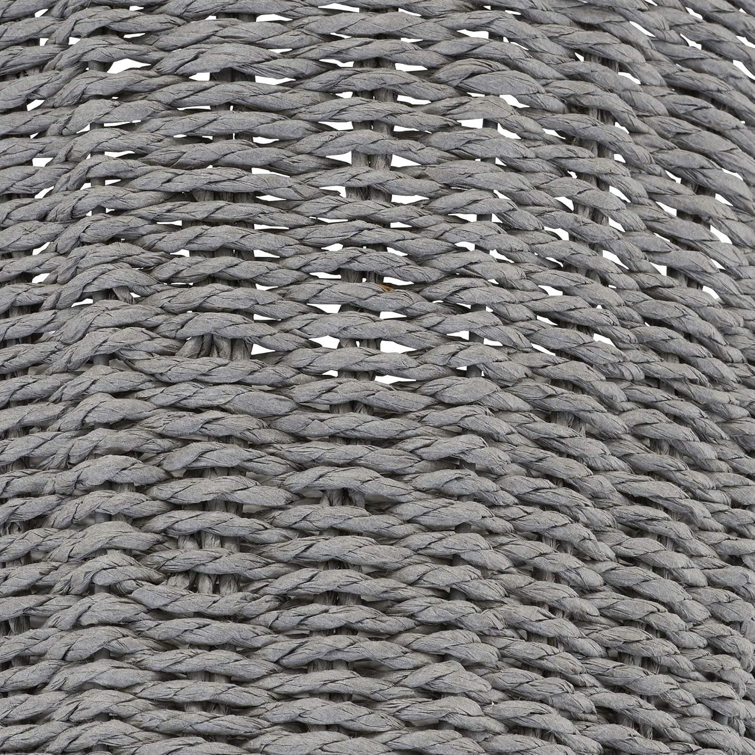 Woven Laundry Basket with Handles and Liner, Gray Paper Rope Laundry Basket