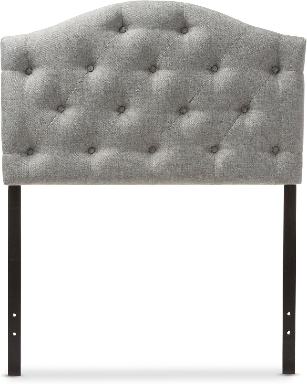 Baxton Studio Myra Modern and Contemporary Queen Size Light Beige Fabric Upholstered Button-tufted Scalloped