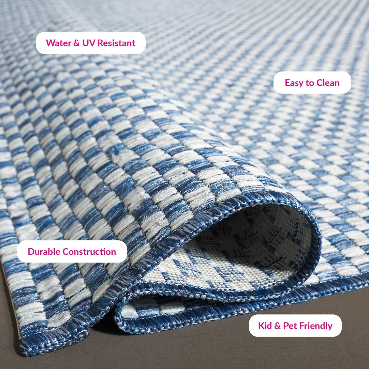 Courtyard CY8653 Power Loomed Indoor and Outdoor Area Rug - Blue/Light Grey - 5'3"x7'7" - Safavieh