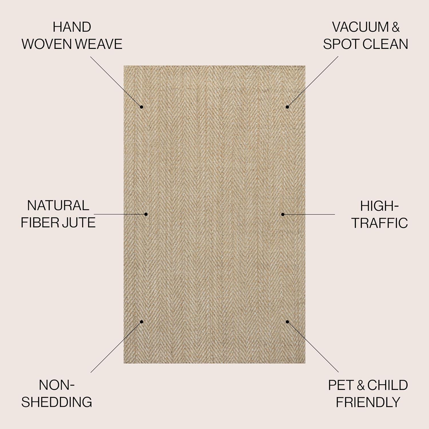 Espina Hand Woven Herringbone Chunky Jute Indoor Area Rug - JONATHAN Y