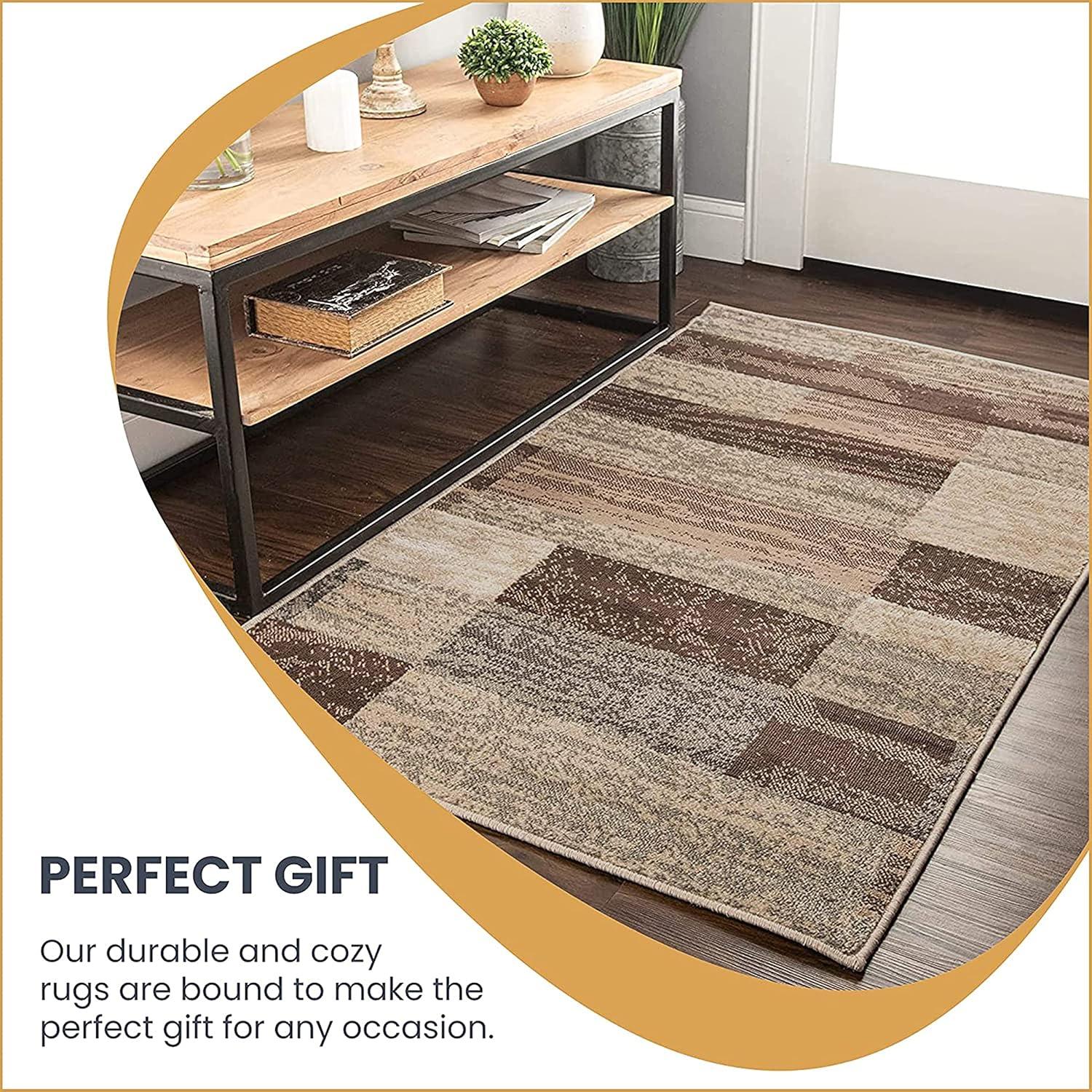 Slate Geometric Easy-Care Synthetic 5'x8' Area Rug