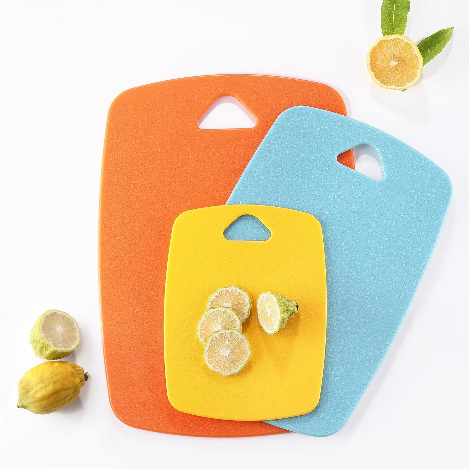 Multicolor Plastic Cutting Board Set with Easy Grip Handles