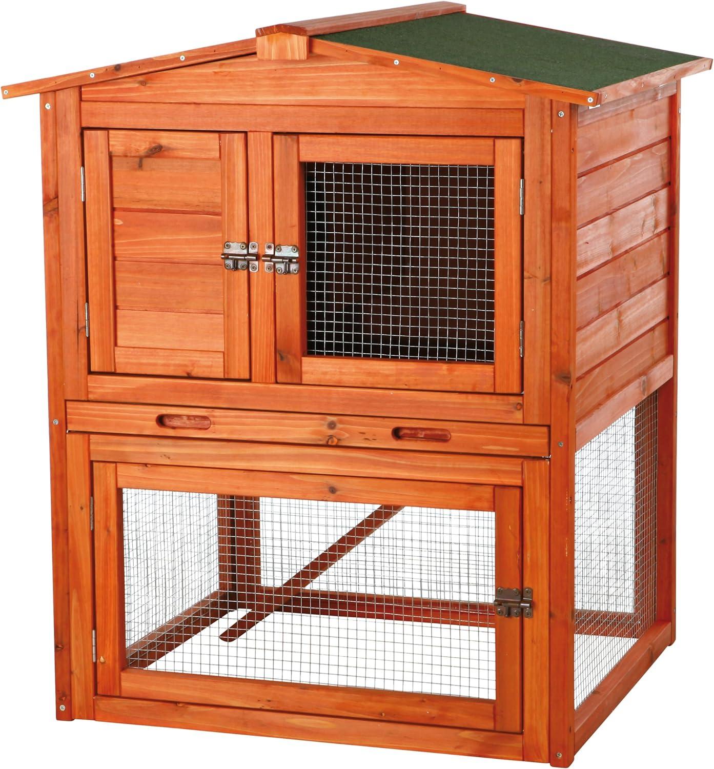 TRIXIE TRIXIE Elevated Single Rabbit Hutch with Large Run, Ramp, Ideal for Rabbits or Guinea Pigs