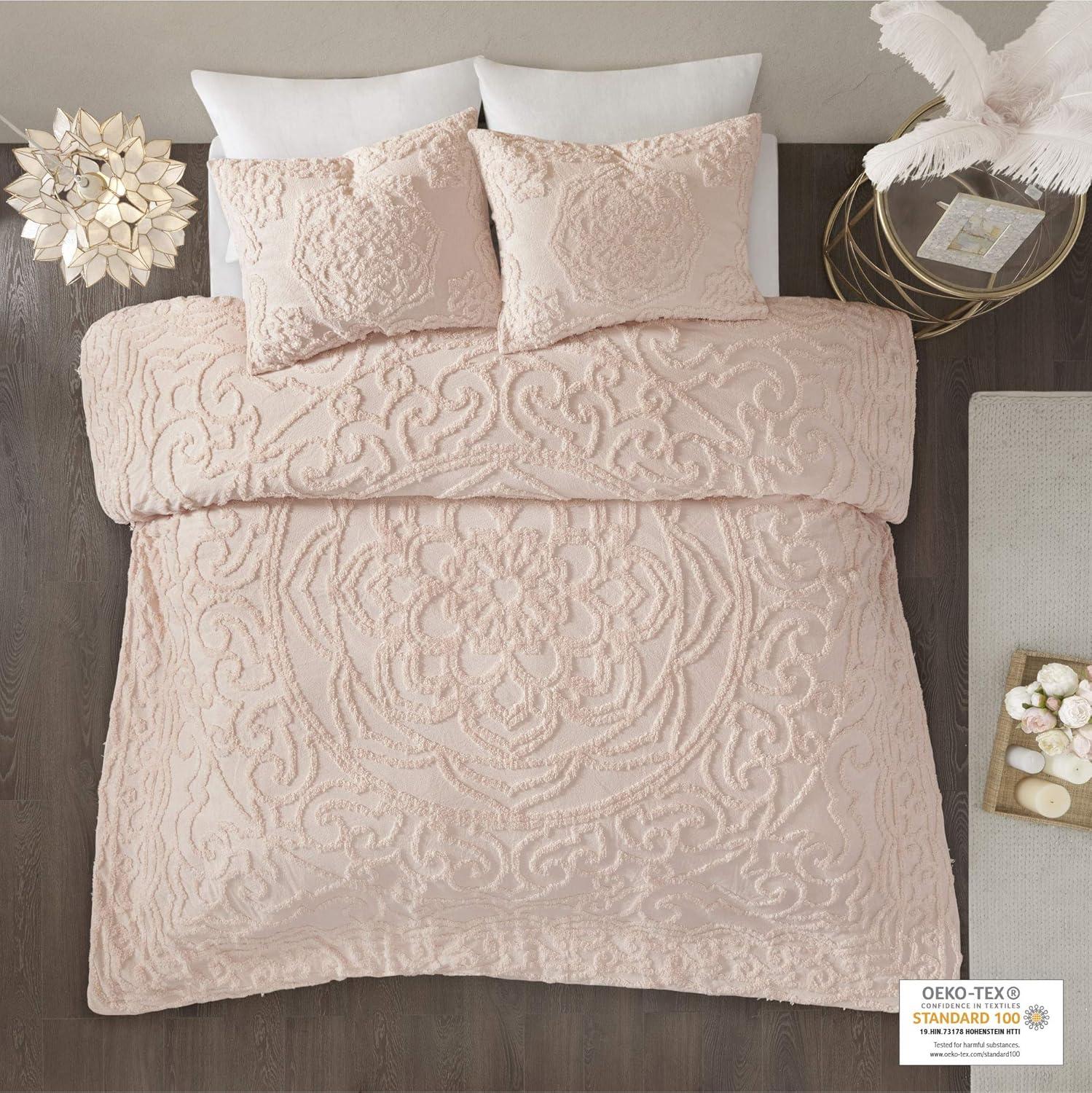 Laetitia Tufted Chenille Cotton 3 Piece Medallion Duvet Cover Set