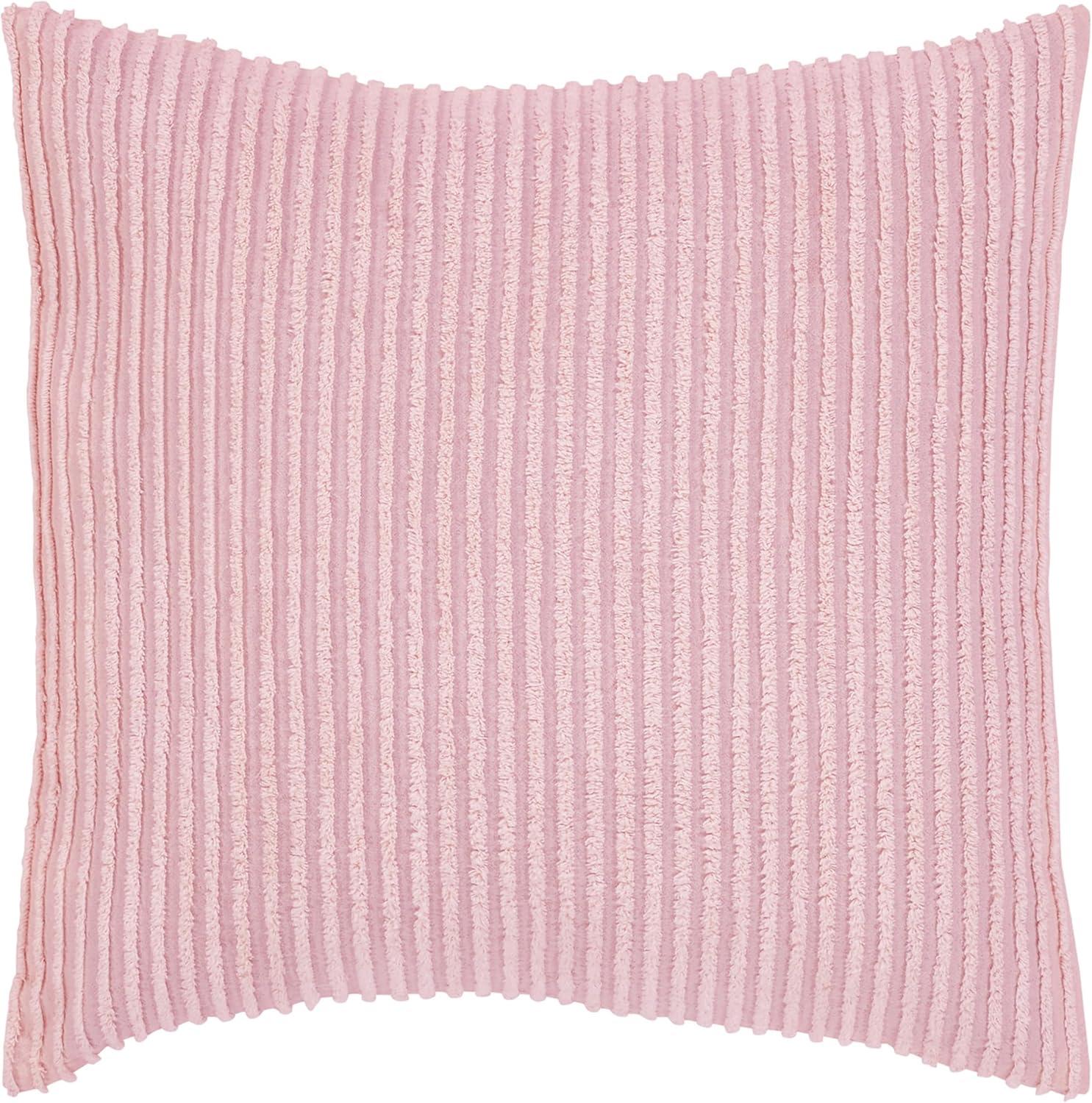 Better Trends Jullian Collection 100% Cotton Tufted Pillow Sham with Stripe Pattern Machine Washable Pillow Cover