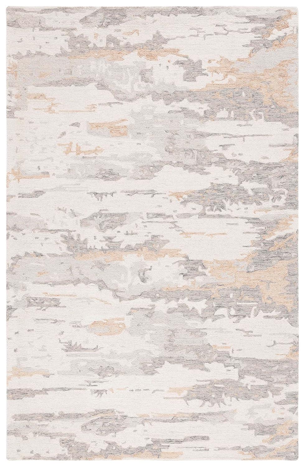 SAFAVIEH Abstract Seachlann Distressed Abstract Wool Area Rug, Ivory/Grey, 6' x 9'