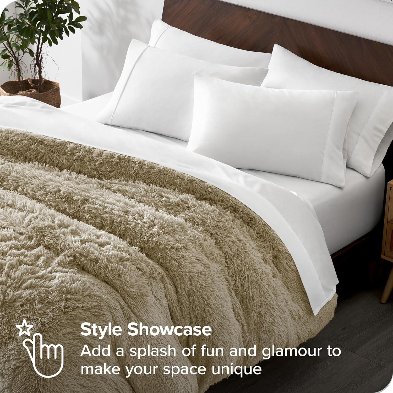 Sand King/California King Shaggy Duvet Cover by Bare Home