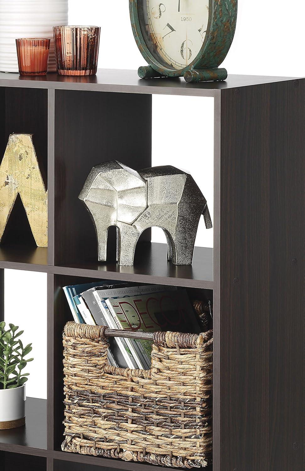 Whitmor 9 Section Cube Organizer Espresso: Universal Storage, 35.5" x 11.75", Particle Board & Steel, Divided Shelves