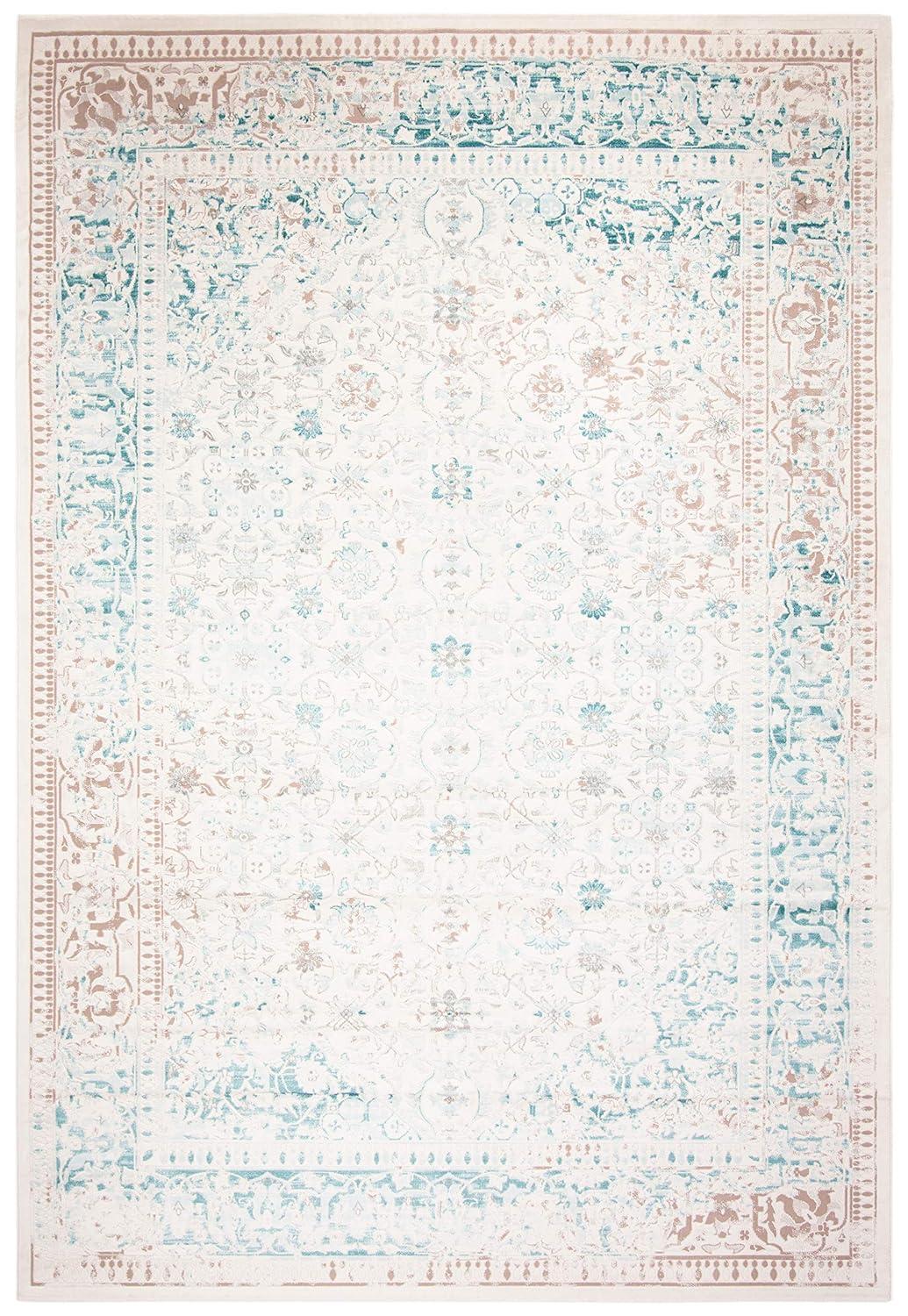 SAFAVIEH Passion Collection Area Rug - 8' x 11', Turquoise & Ivory, Vintage Distressed Design, Non-Shedding & Easy Care, Ideal for High Traffic Areas in Living Room, Bedroom (PAS405B)