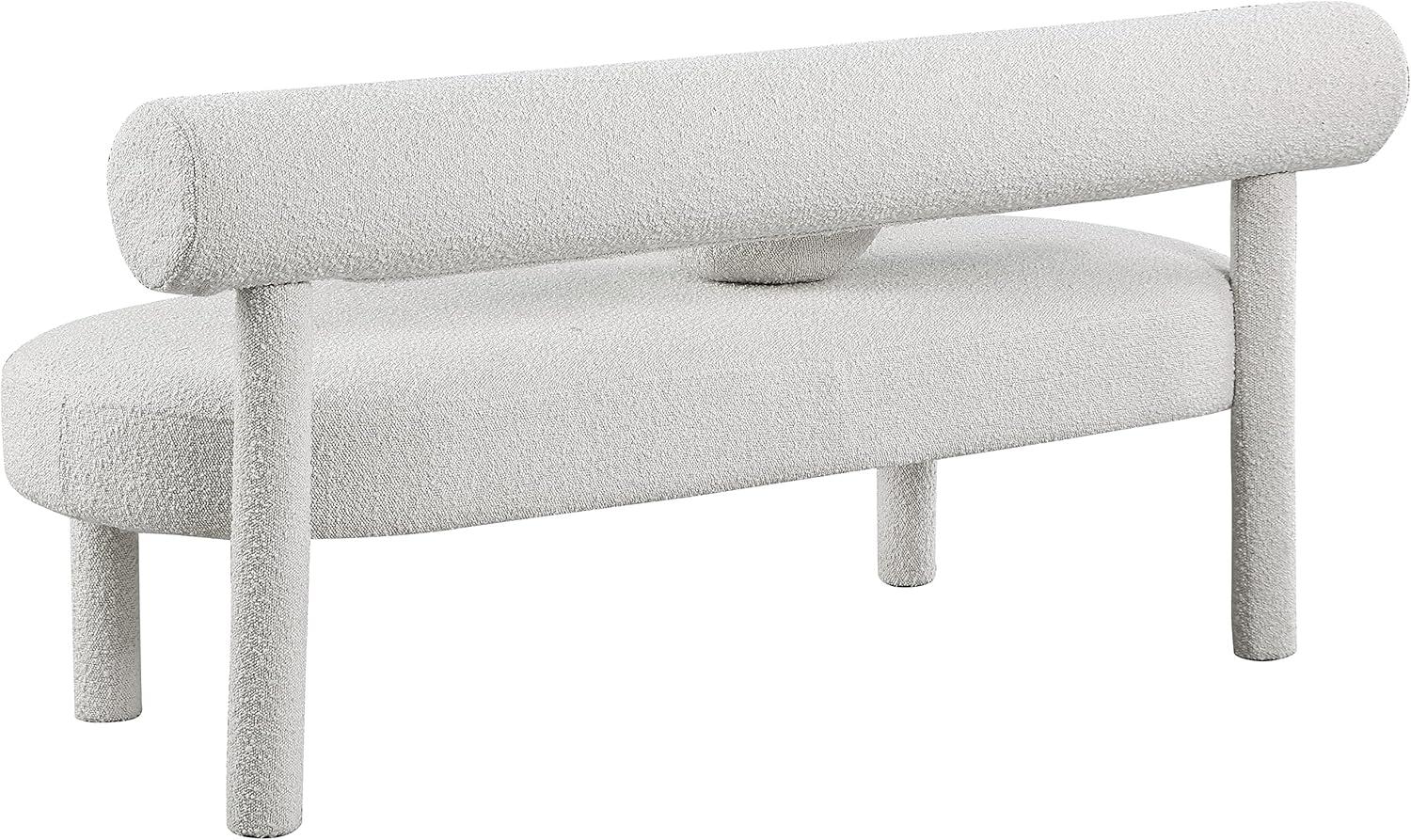 Meridian Furniture Parlor Cream Boucle Fabric Bench