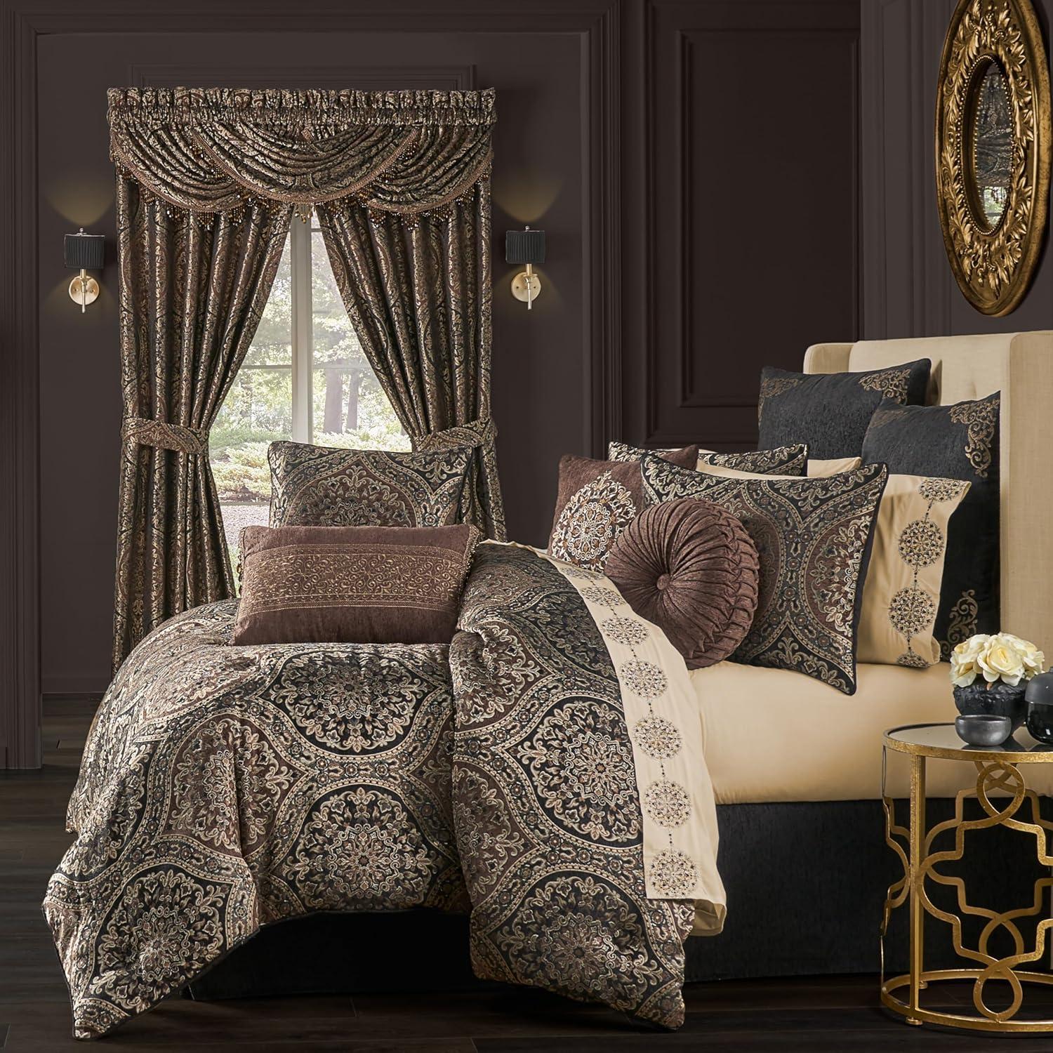 Monaco Queen Black and Gold Microfiber Comforter Set