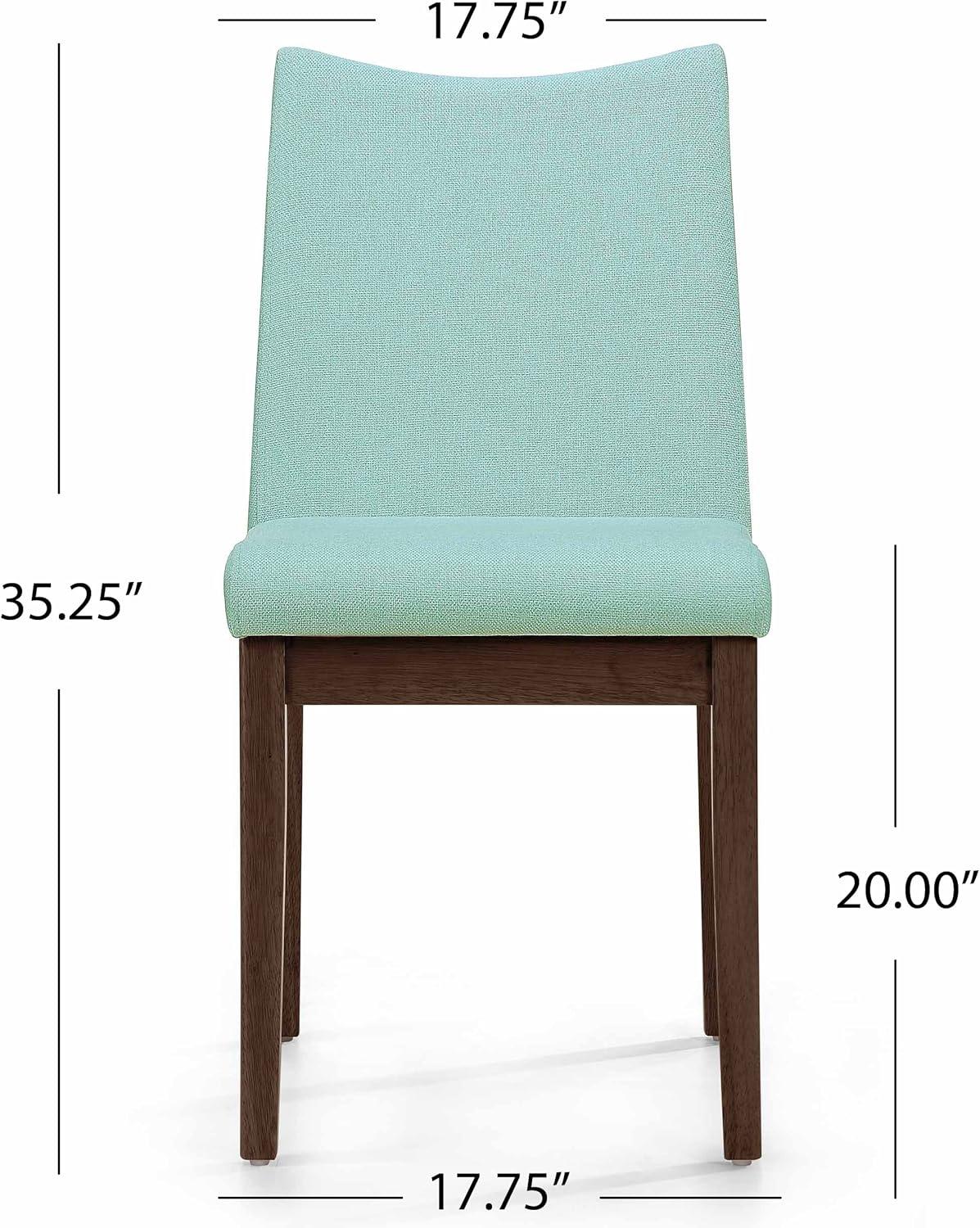 Mint Upholstered Mid-Century Modern Dining Chairs with Walnut Frame, Set of 2