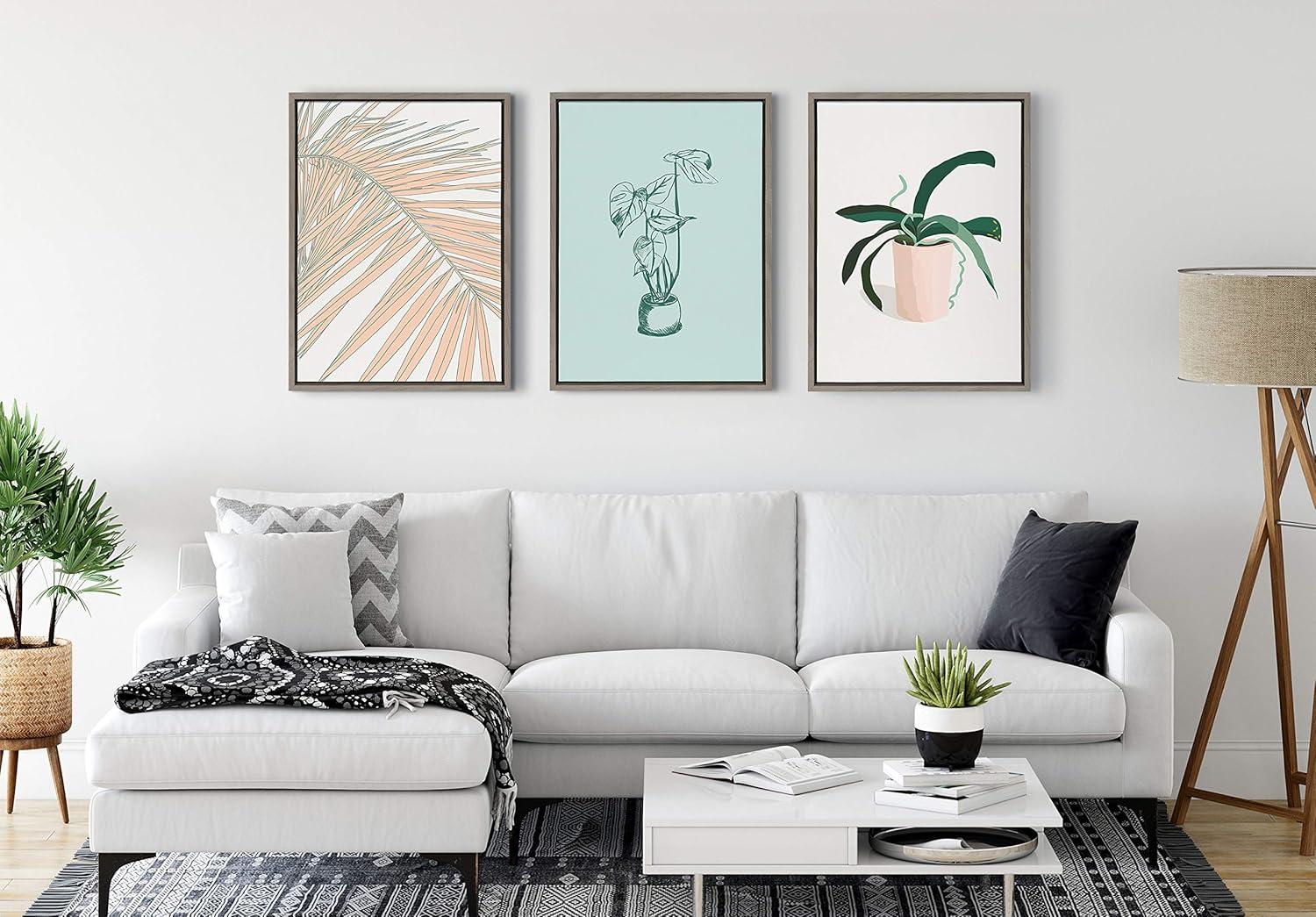 18 x 24 Sylvie Palms by Alicia Schultz Framed Wall Canvas Gray - Kate & Laurel All Things Decor