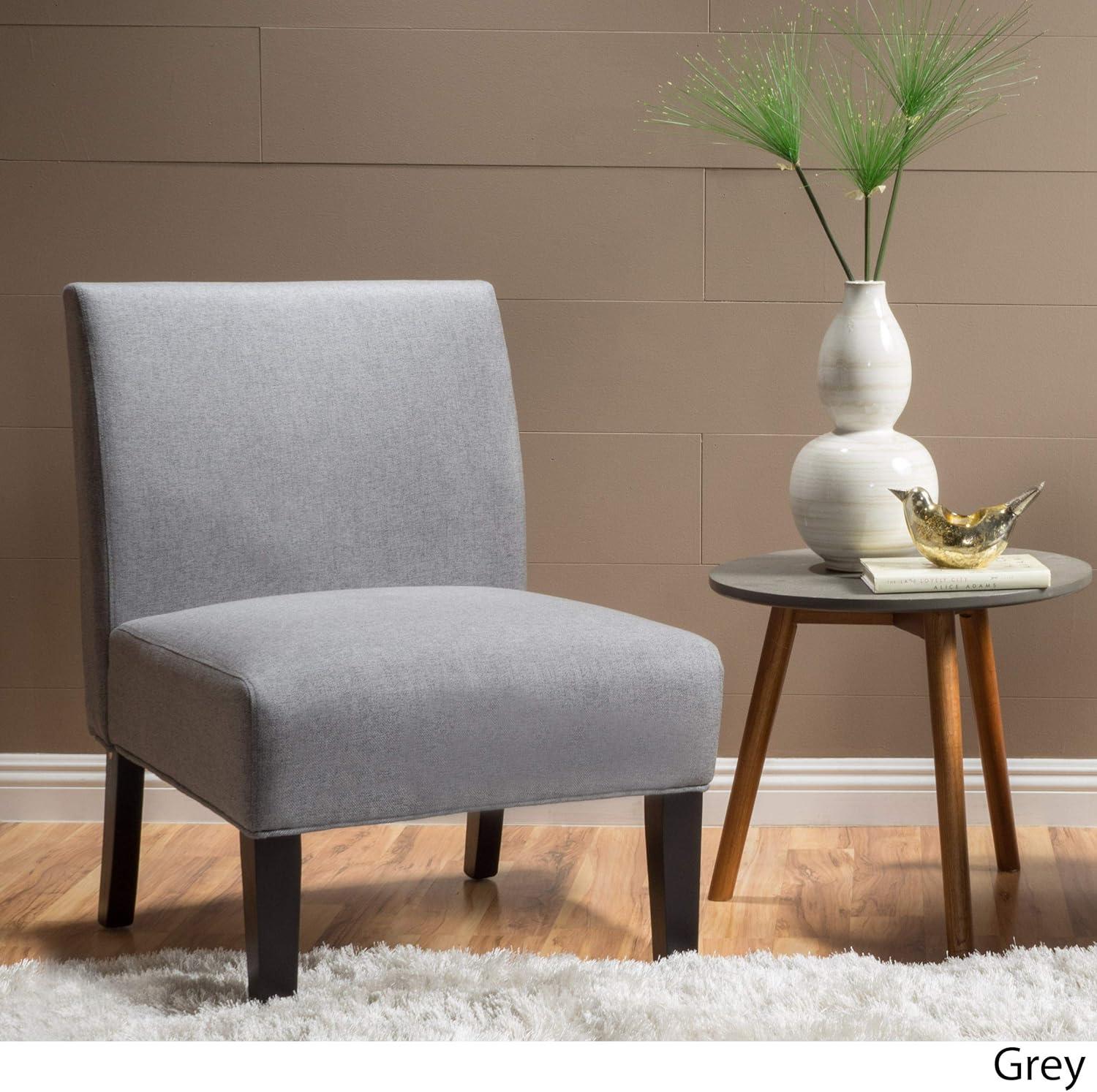 Kassi Accent Chair Gray: Contemporary Armless, Upholstered, Rubberwood Legs - Christopher Knight Home