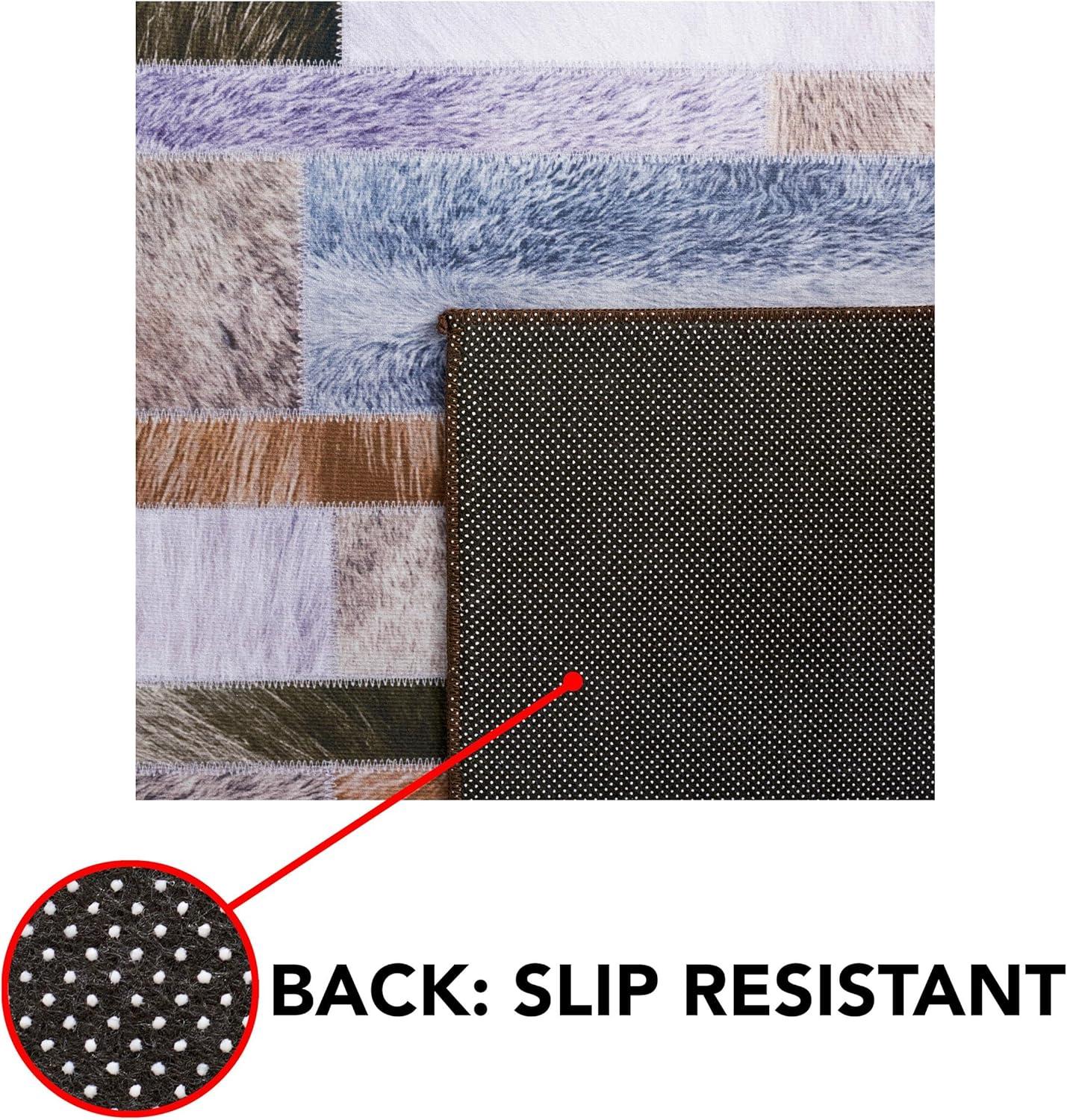 Faux Hide FAH515 Power Loomed Machine Washable Runner Rug - Beige/Purple - 2'6"x8' - Safavieh.