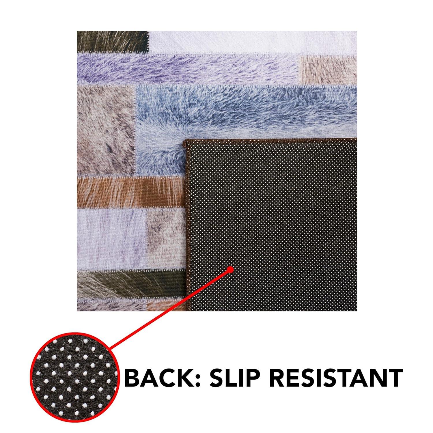 Faux Hide FAH515 Power Loomed Machine Washable Area Rug - Beige/Purple - 6'x6' - Safavieh.