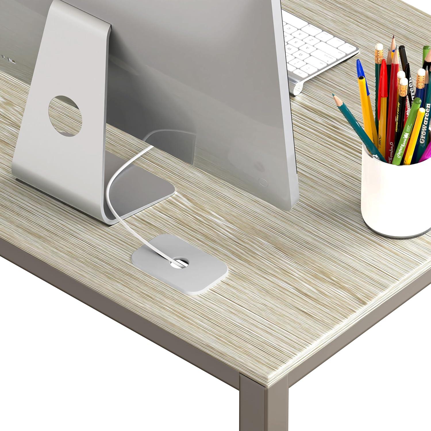 Gray Engineered Wood Modern Computer Desk with Drawers