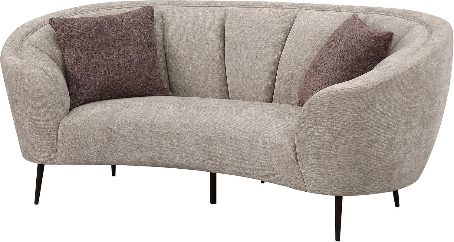 Coaster Ellorie Fabric Upholstered Channel Back Curved Loveseat Beige