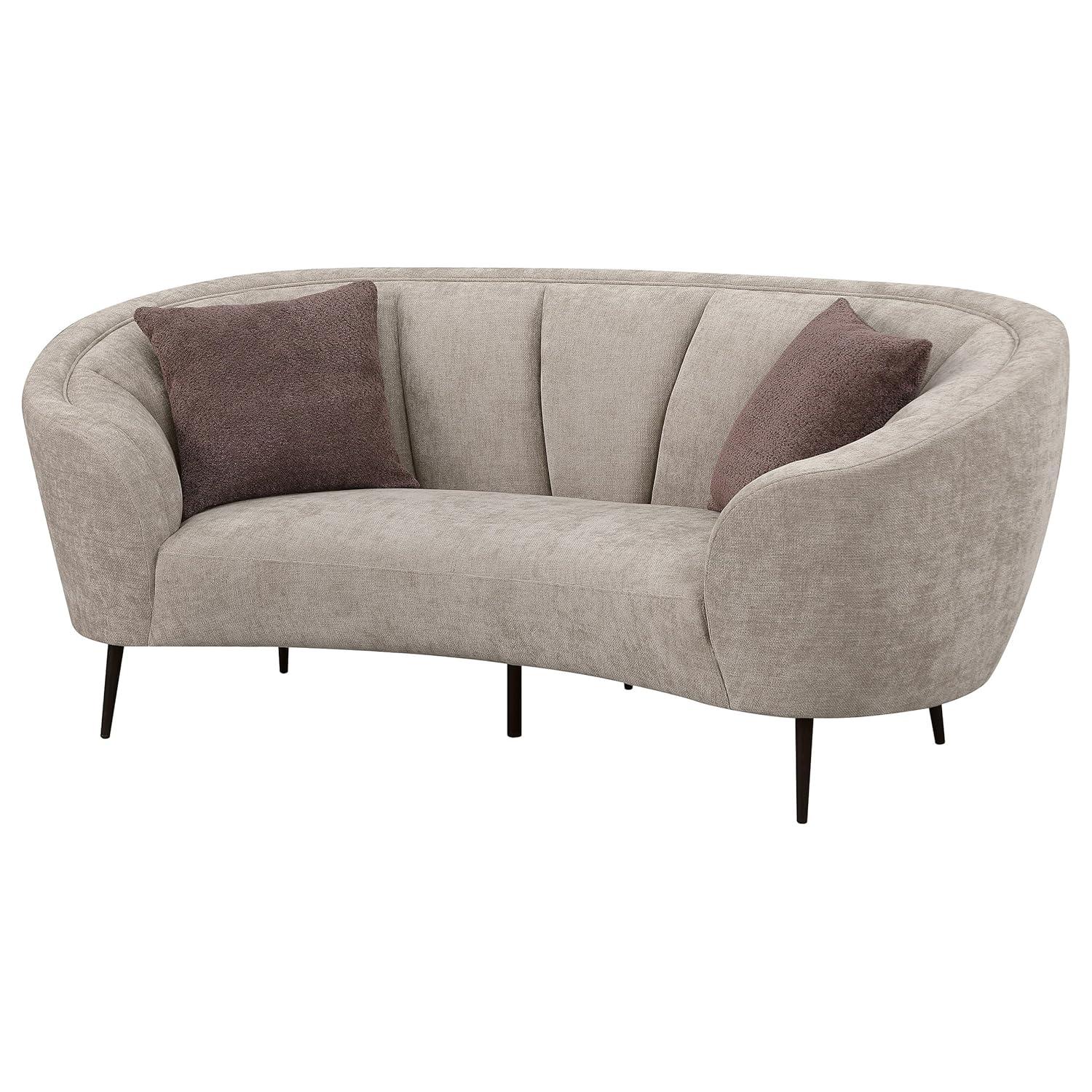 Coaster Ellorie Fabric Upholstered Channel Back Curved Loveseat Beige