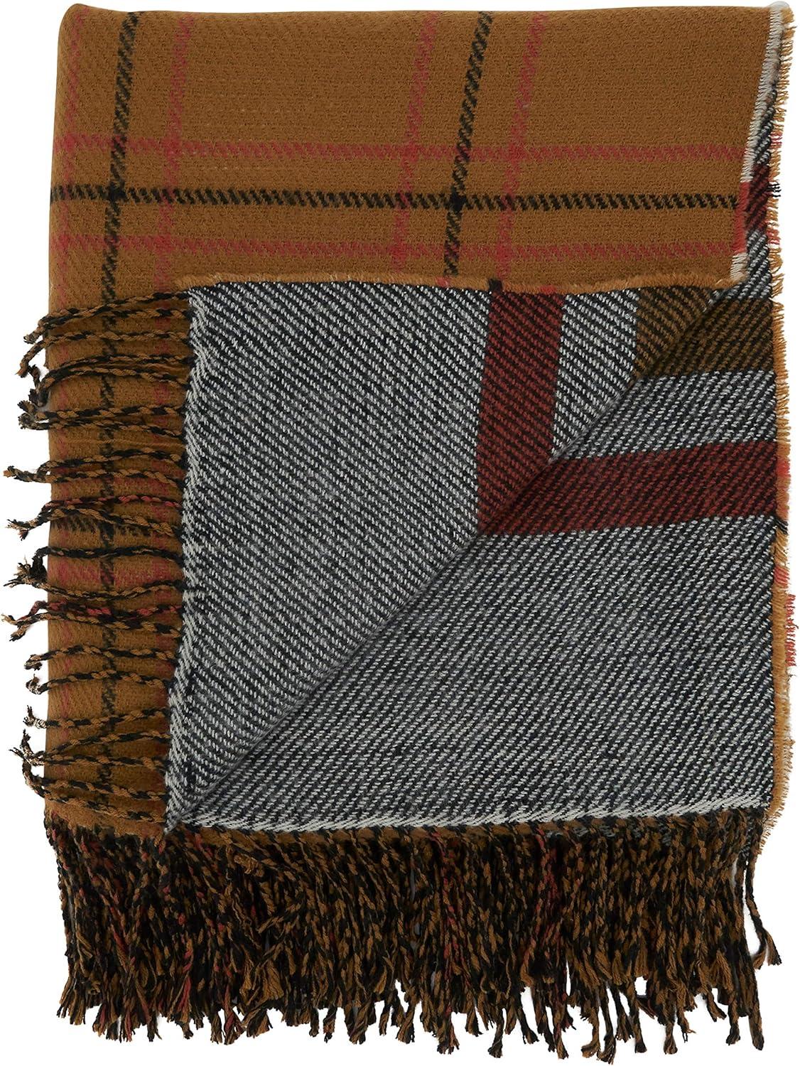 Design Imports 50"x60" Reversible Plaid Throw Blanket Rust : 20x20 Inch Polyester, Machine Washable Cloth Napkins