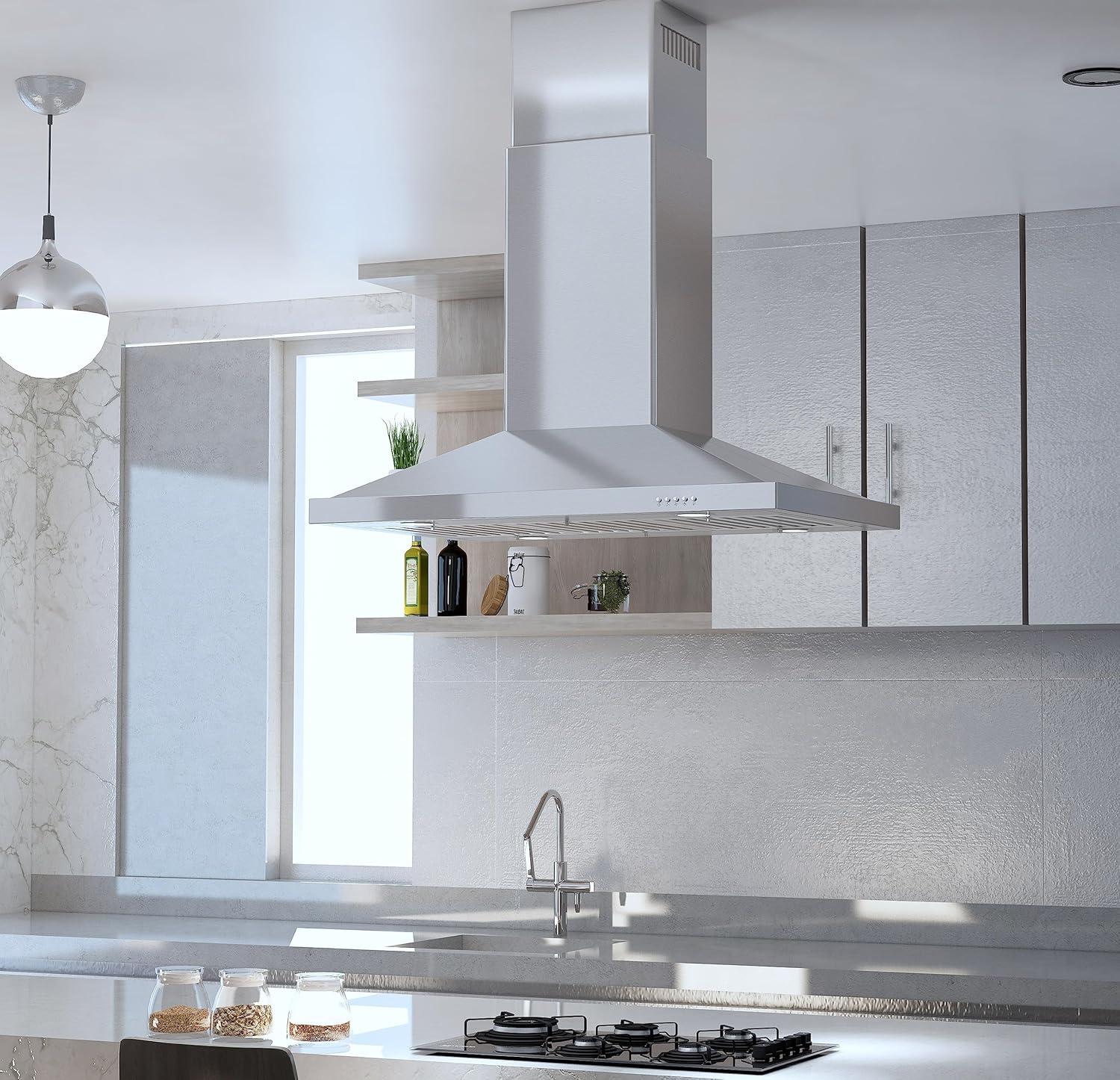 Blue Ocean 30" Stainless Steel 760 CFM Convertible Island Range Hood
