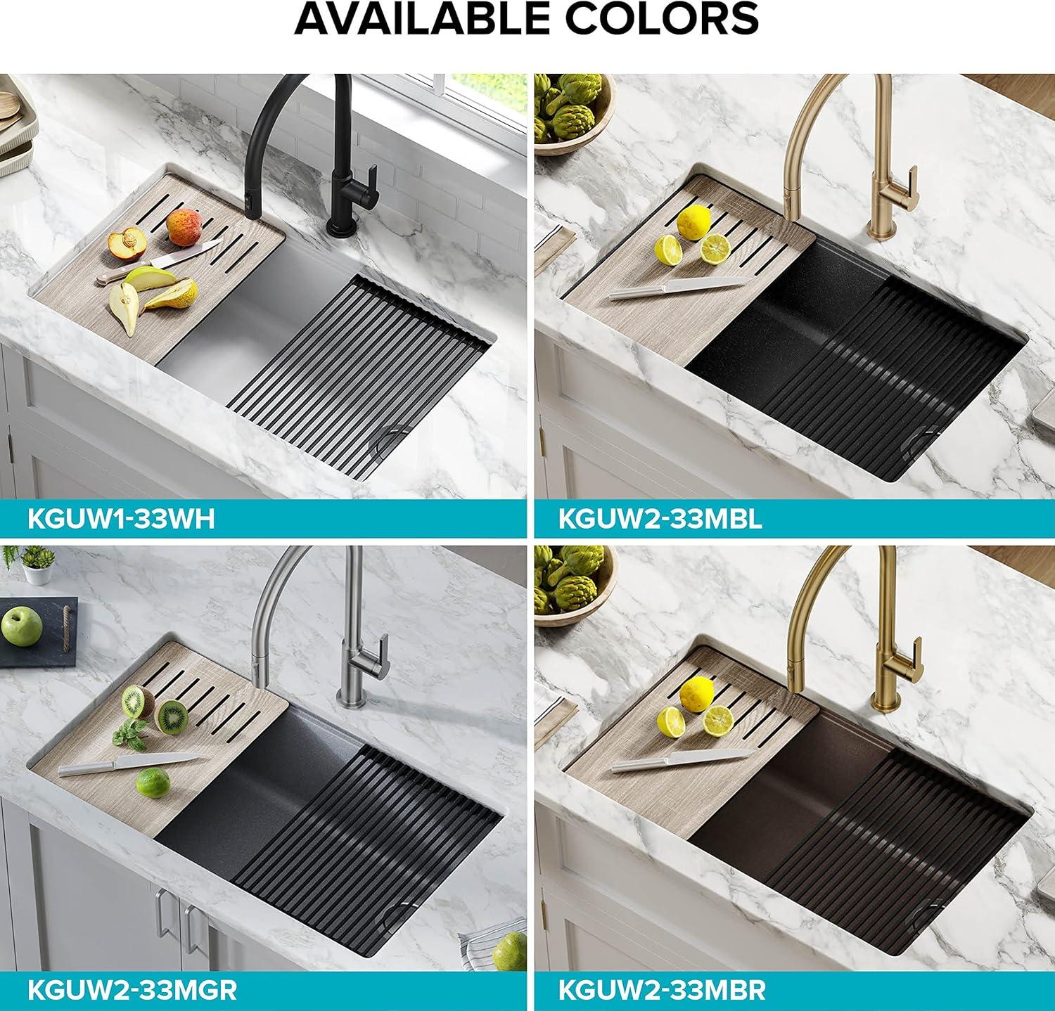 Kraus Bellucci 32 in. Undermount Quartz Composite Single Bowl Kitchen Sink with Accessories