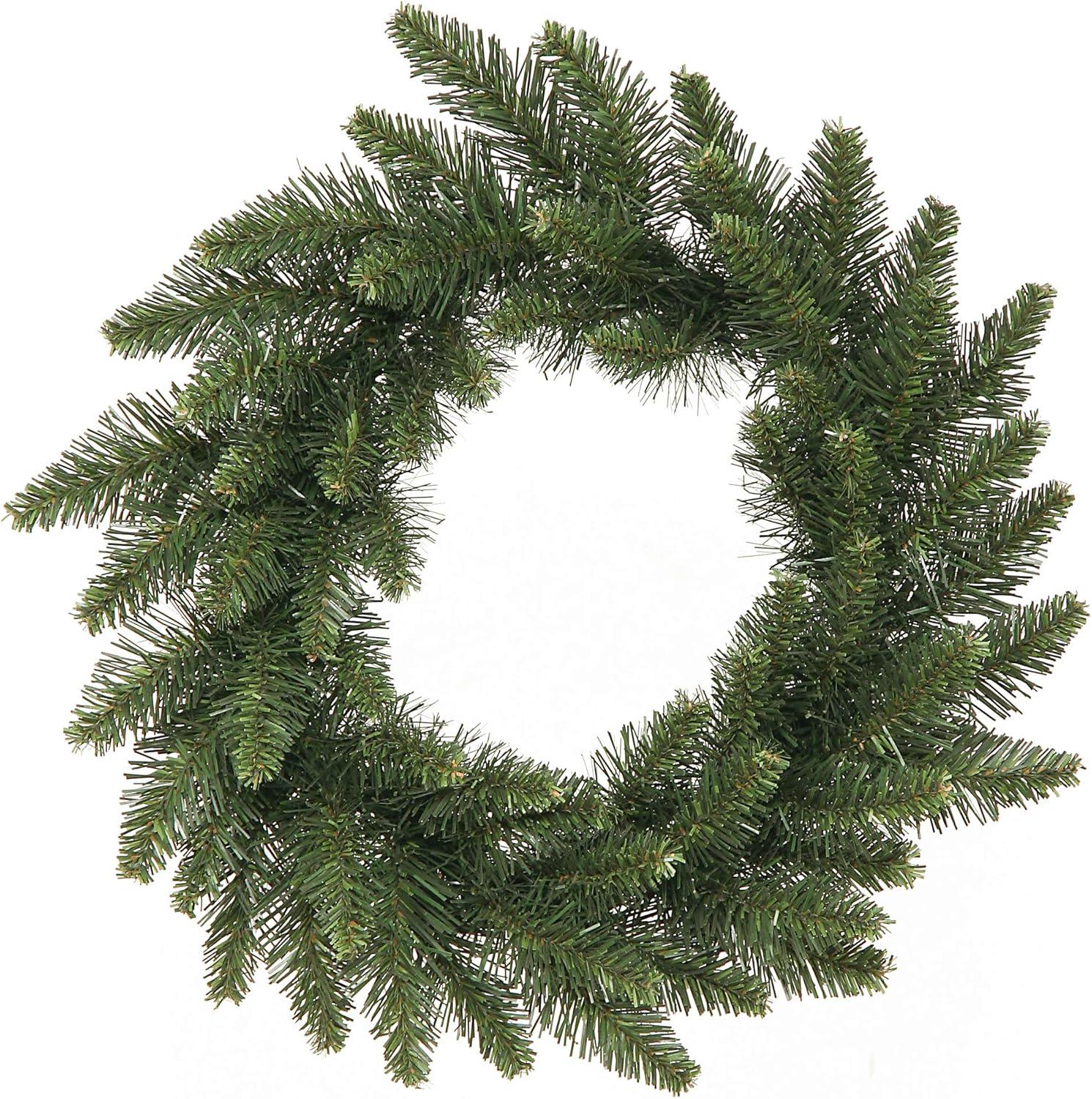 16" Green PVC Artificial Christmas Wreath for Front Door