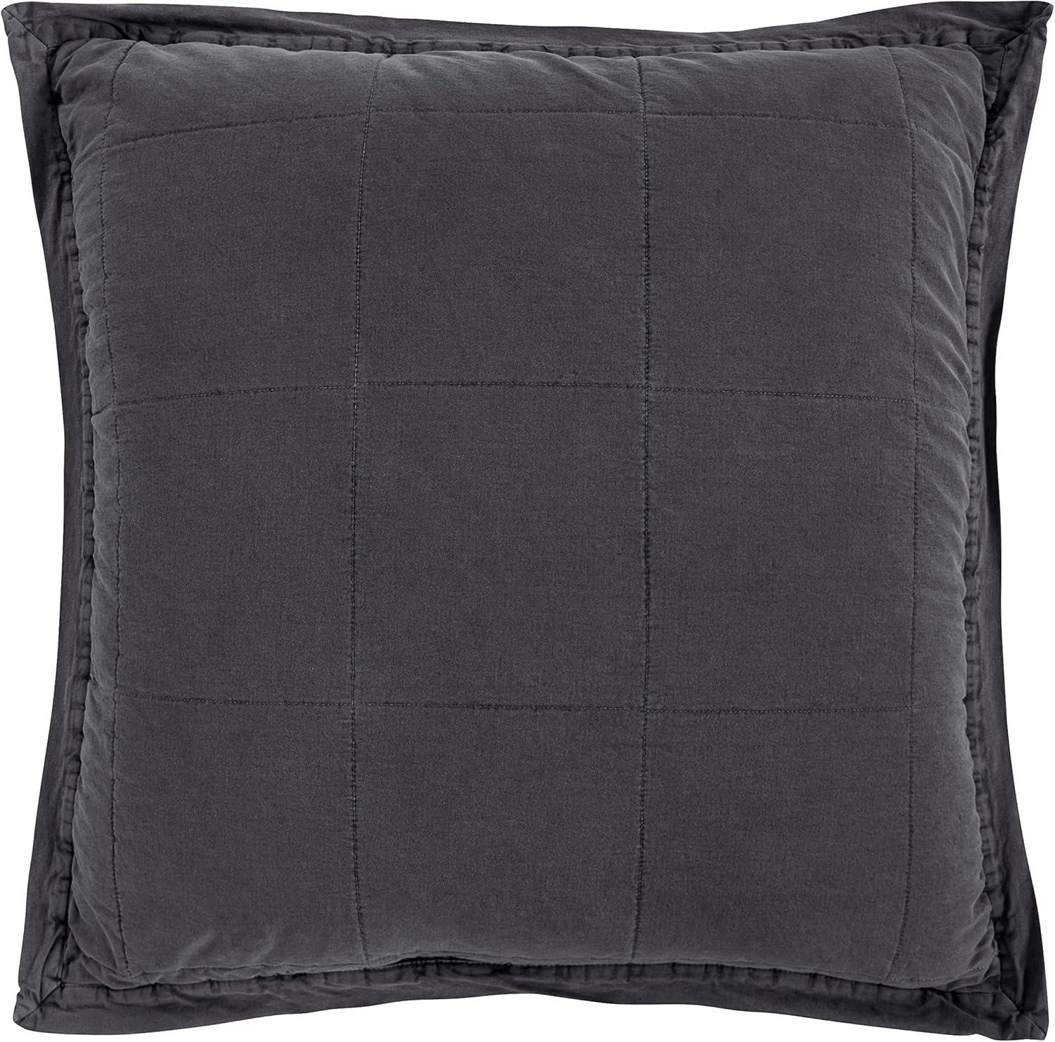 Detwyler Charcoal Cotton Euro Sham with Quilted Design