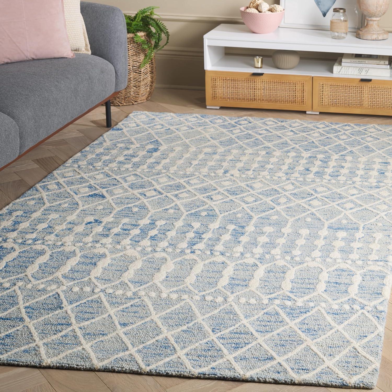 Blossom BLM115 Hand Tufted Area Rug - Blue/Ivory - 6'x9' - Safavieh.