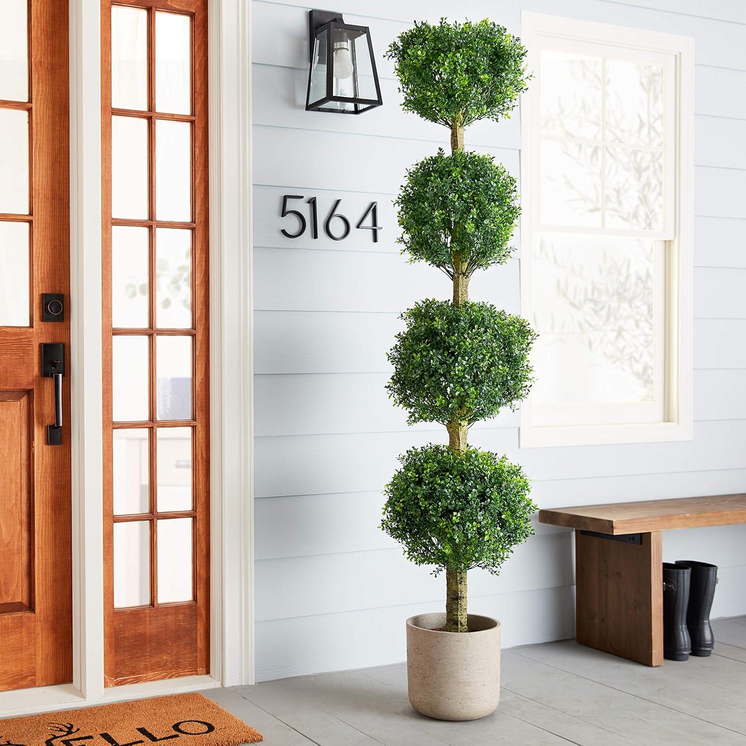 artificial indoor 6' Four Tier Boxwood Artificial Topiary Tree UV Resistant (Indoor/Outdoor)