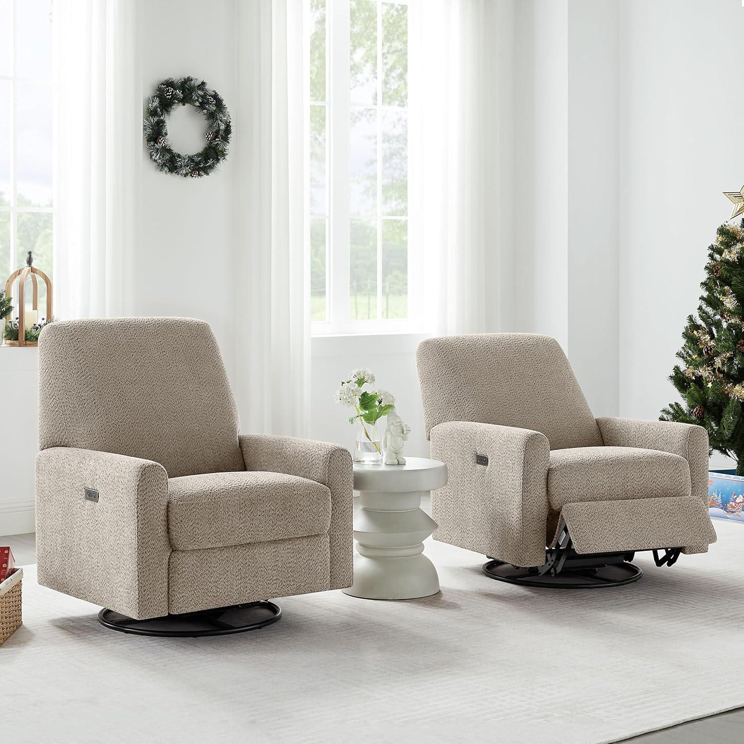 31.5 Inch Boucle Swivel Glider Power Recliner