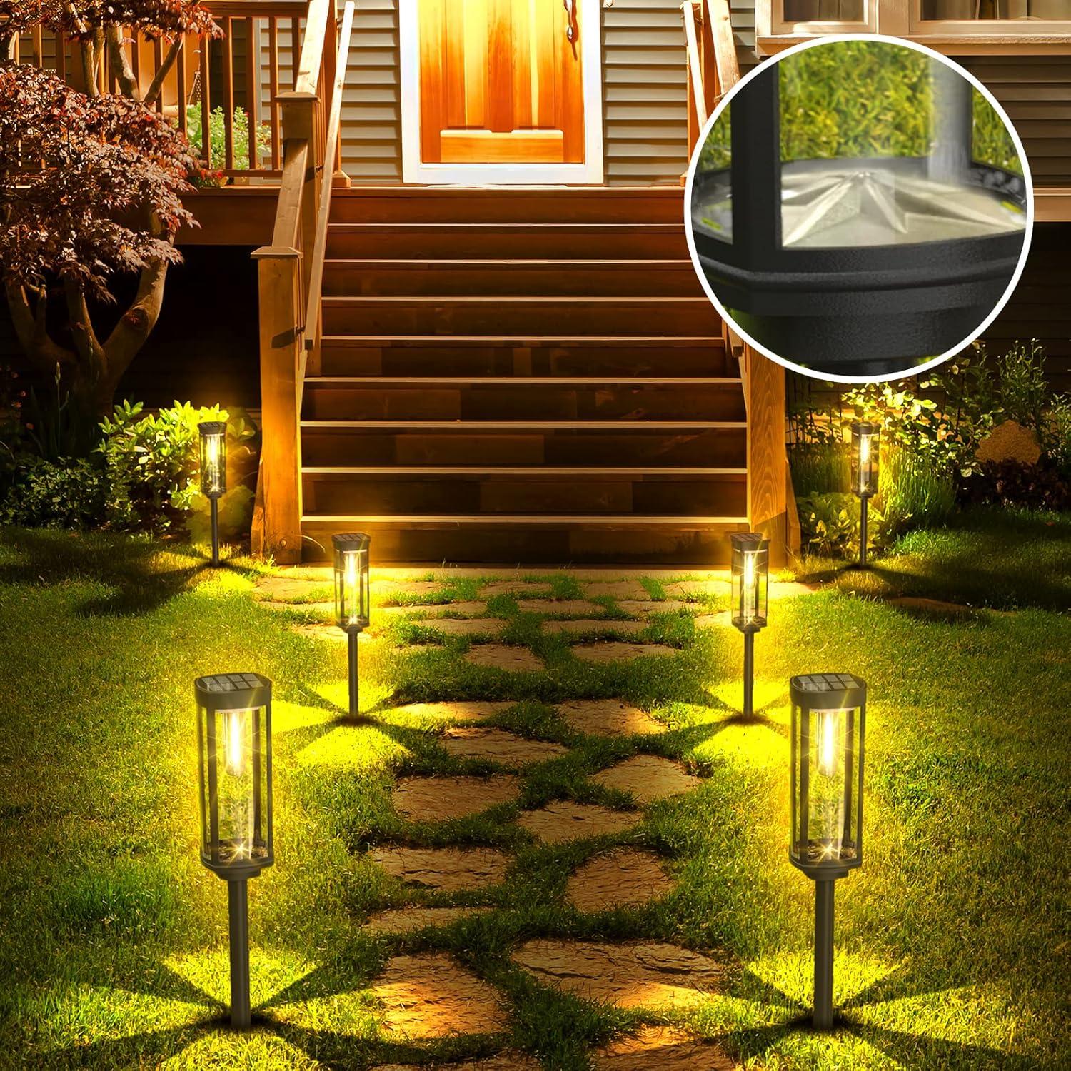 Solar Pathway Lights Outdoor 6 Pack, Bright Solar Path Lights Outside Waterproof, Solar Walkway Lights Solar Powered Landscape Lights for Driveway Lawn Patio Sidewalk Yard