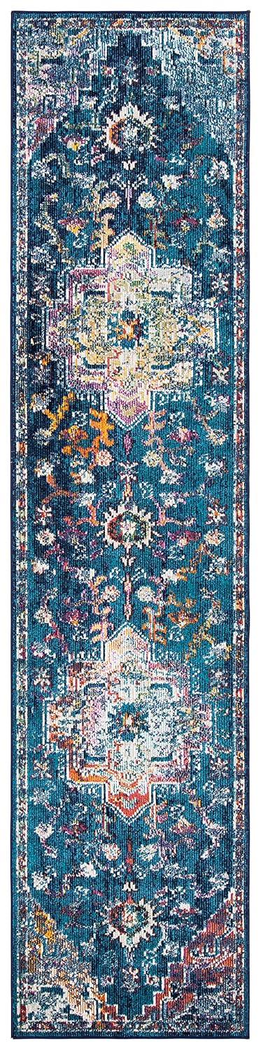 Crystal CRS501 Loomed Indoor Runner Rug - Navy/Fuchsia - 2'2"x7' - Safavieh