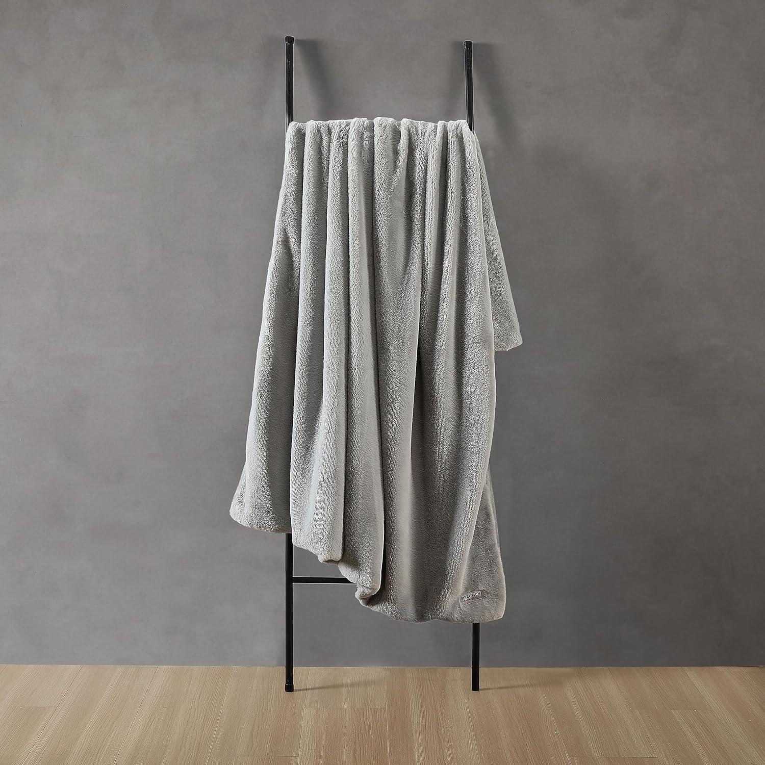 Kenneth Cole Faux Fur Solid Throw Blankets